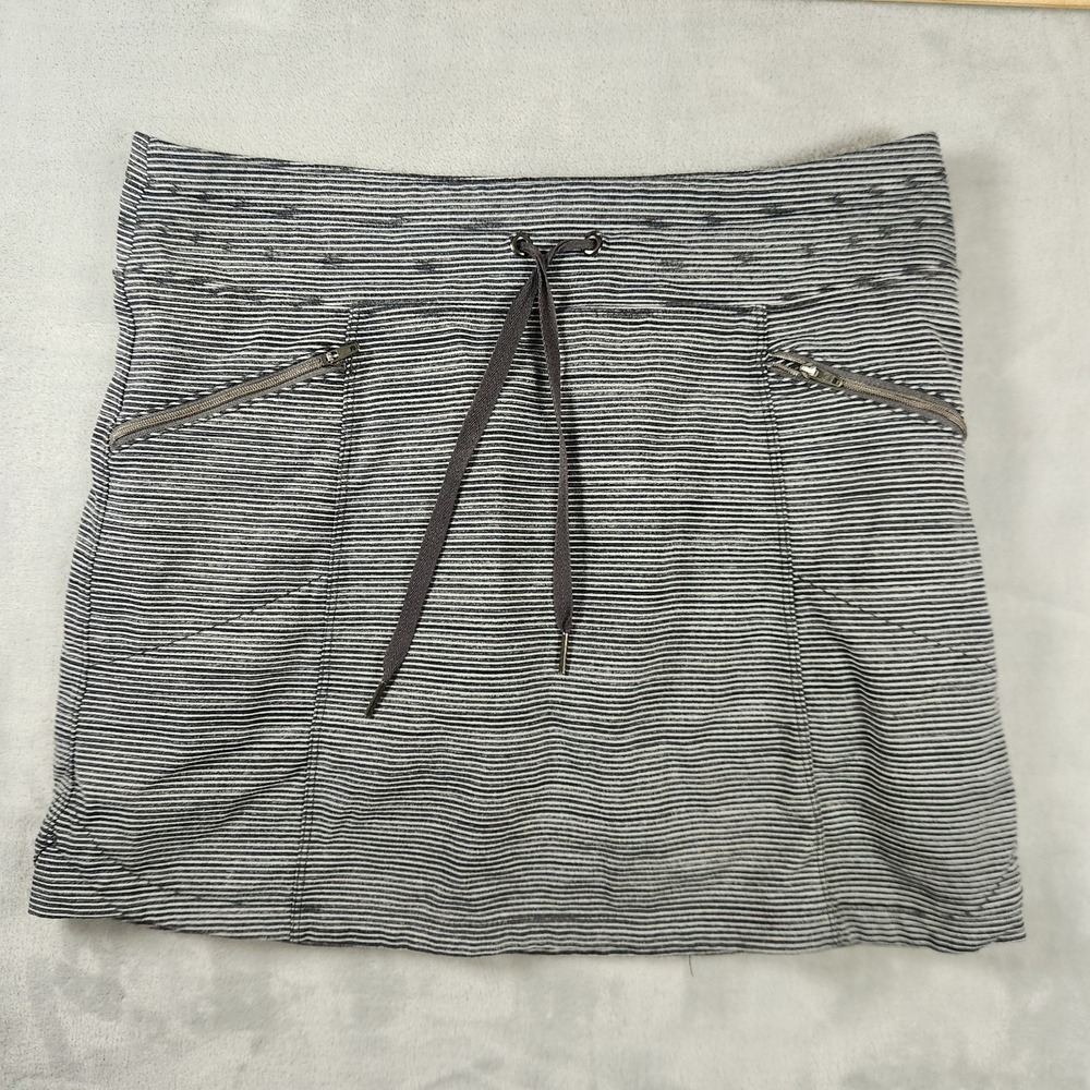 Athleta Ace Advantage Tipped Skort Black White Stripe Drawstring Athletic Tennis